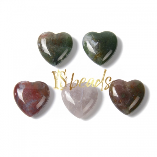Fancy Jasper Half-Drilled Puffy Hearts, Approx 20mm