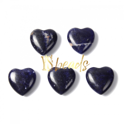 Sodalite Half-Drilled Puffy Hearts, Approx 20mm