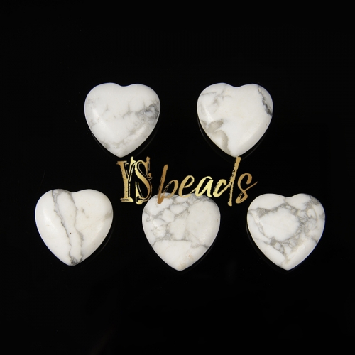 Howlite Half-Drilled Puffy Hearts, Approx 20mm