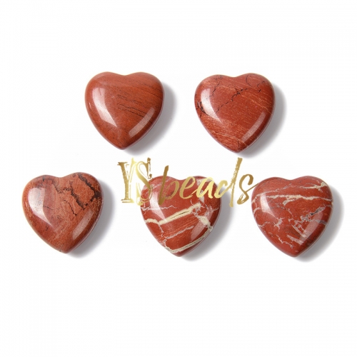 Red Jasper Half-Drilled Puffy Hearts, Approx 20mm