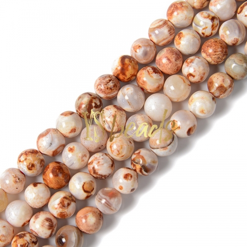 Red&White Agate Plain Rounds, 6-14mm