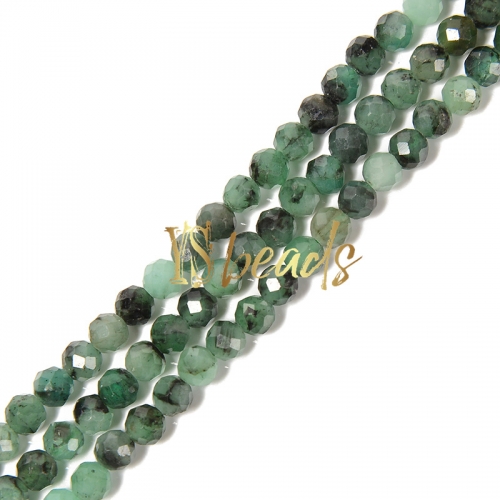 Emerald Faceted Rounds, Approx 2-5mm