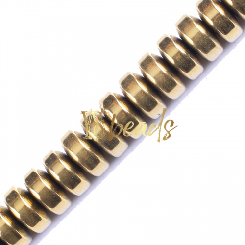 Golden Plated Hematite Rondelle Beads