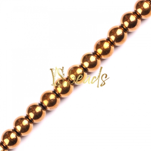 Brown Plated Hematite Plain Rounds, Approx 2-14mm