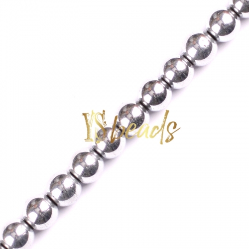 Silver Plated Hematite Plain Rounds, Approx 2-14mm