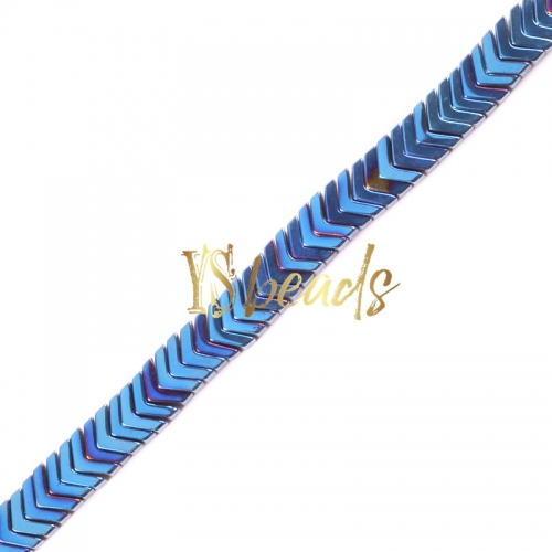 Blue Plated Hematite V Shape, Approx 7x4x1mm