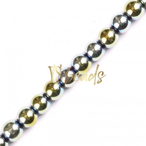 Green Plated Hematite Plain Rounds, Approx 2-14mm
