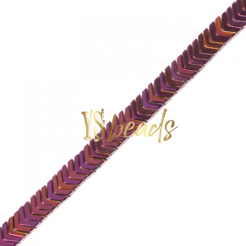 Purple Plated Hematite V Shape, Approx 7x4x1mm