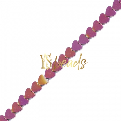 Purple Plated Hematite Heart Shape, Approx 4-8mm