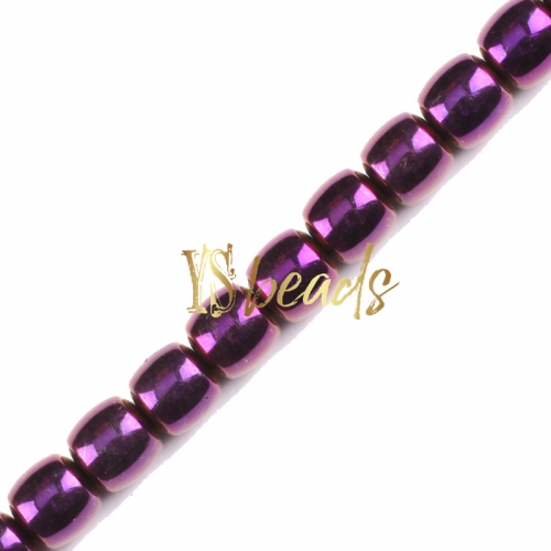 Purple Plated Hematite Drum Beads, Approx 8x8mm