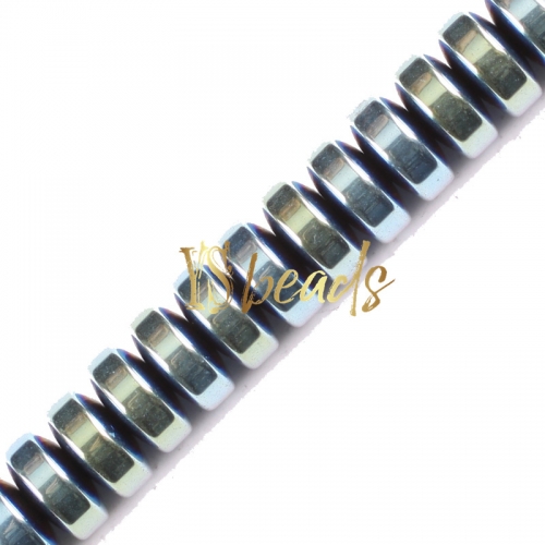 Green Plated Hematite Rondelle Beads