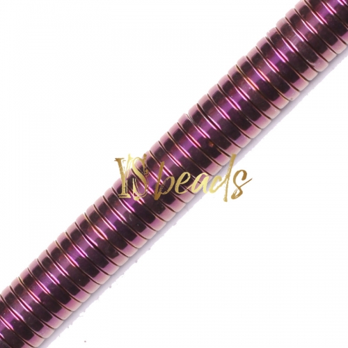 Purple Plated Hematite Wheel Beads