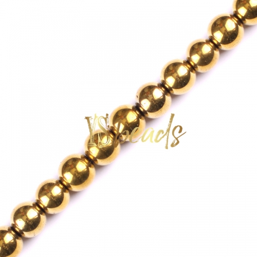 Golden Plated Hematite Plain Rounds, Approx 2-14mm