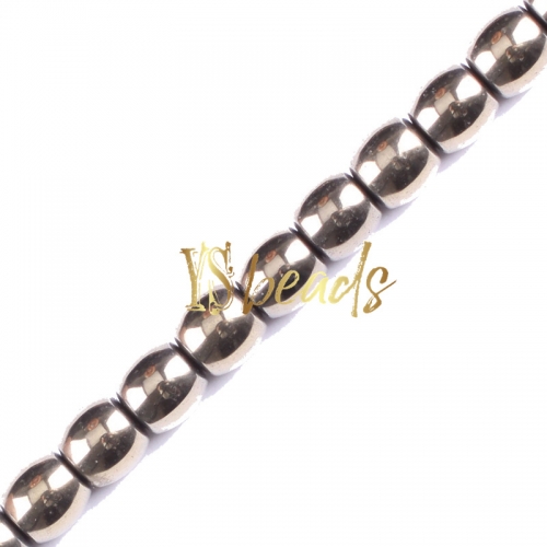 Pyrite Color Plated Hematite Drum Beads, Approx 8x8mm