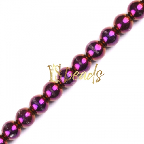 Purple Plated Hematite Plain Rounds, Approx 2-14mm