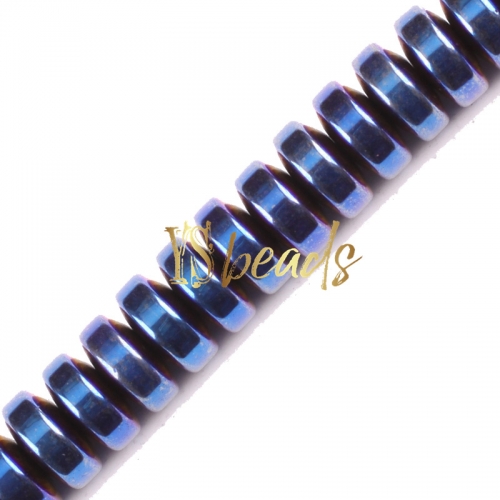 Blue Plated Hematite Rondelle Beads