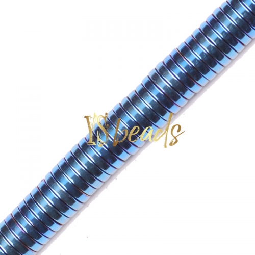 Blue Plated Hematite Wheel Beads