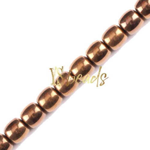 Brown Plated Hematite Drum Beads, Approx 8x8mm