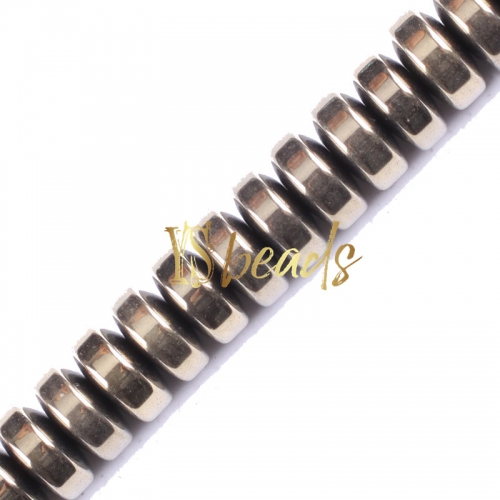 Pyrite Color Plated Hematite Rondelle Beads