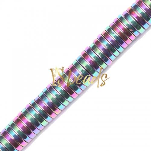 Rainbow Plated Hematite Wheel Beads