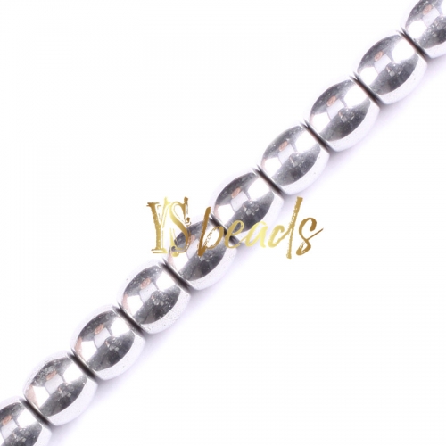 Silver Plated Hematite Drum Beads, Approx 8x8mm