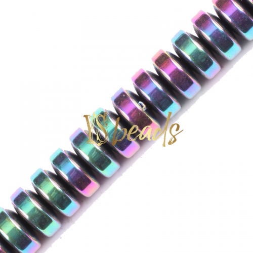 Rainbow Plated Hematite Rondelle Beads