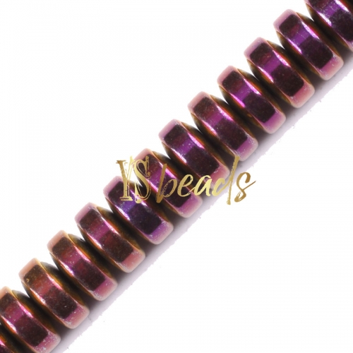 Purple Plated Hematite Rondelle Beads