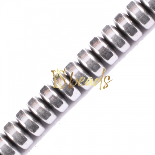 Silver Plated Hematite Rondelle Beads