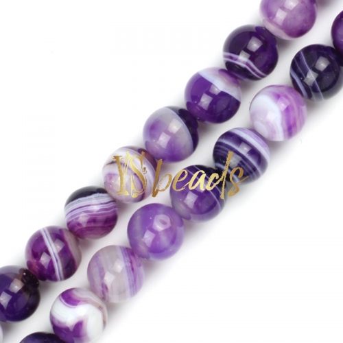 Purple Stripe Agate Plain Rounds, Approx 6-12mm