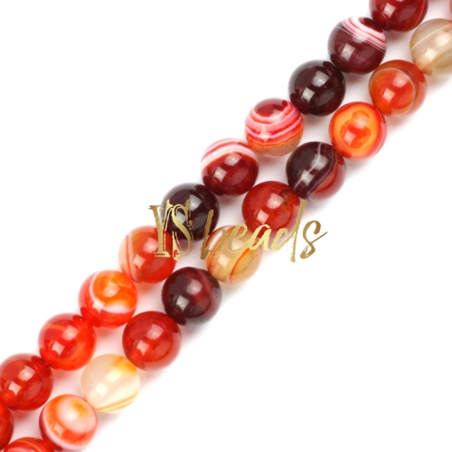 Dark Red Stripe Agate Plain Rounds, Approx 6-12mm