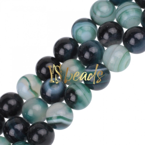 Dark Green Stripe Agate Plain Rounds, Approx 6-12mm