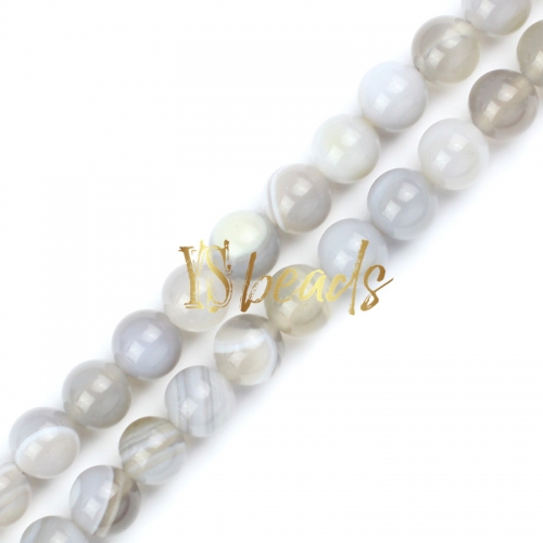 Grey Stripe Agate Plain Rounds, Approx 6-12mm