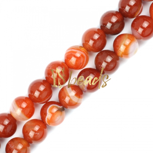Red Stripe Agate Plain Rounds, Approx 6-12mm