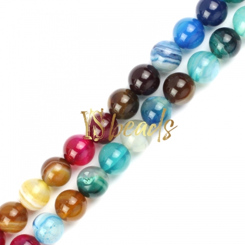 Mixed Colors Stripe Agate Plain Rounds, Approx 6-12mm