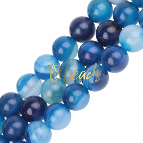 Royal Blue Stripe Agate Plain Rounds, Approx 6-12mm