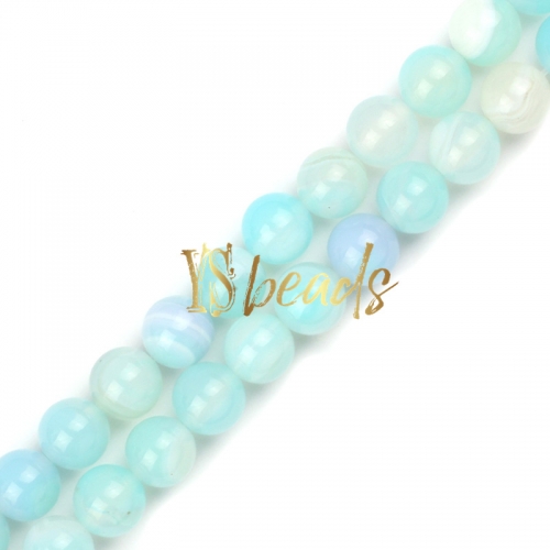 Light Blue Stripe Agate Plain Rounds, Approx 6-12mm