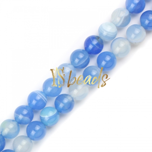 Sky Blue Stripe Agate Plain Rounds, Approx 6-12mm