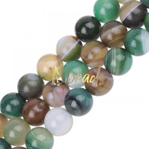 Brown&Green Stripe Agate Plain Rounds, Approx 6-12mm