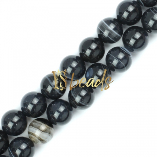 Black Stripe Agate Plain Rounds, Approx 6-12mm