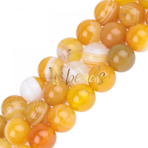 Yellow Stripe Agate Plain Rounds, Approx 6-12mm