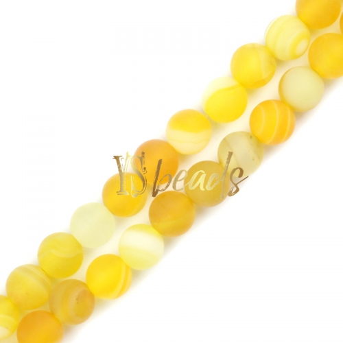 Yellow Stripe Agate Matte Rounds, Approx 6-12mm