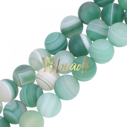 Green Stripe Agate Matte Rounds, Approx 6-12mm