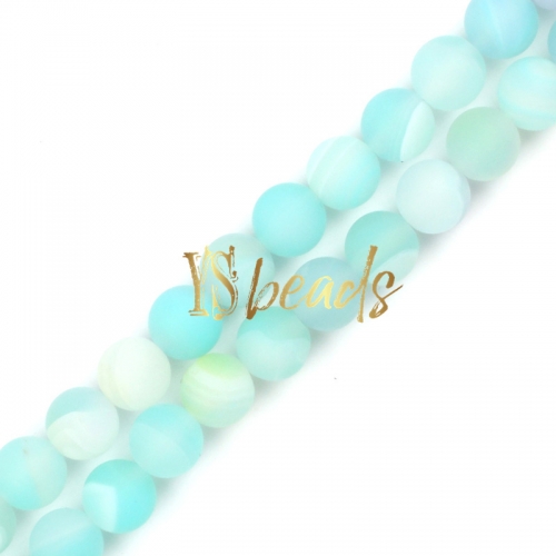 Light Blue Stripe Agate Matte Rounds, Approx 6-12mm