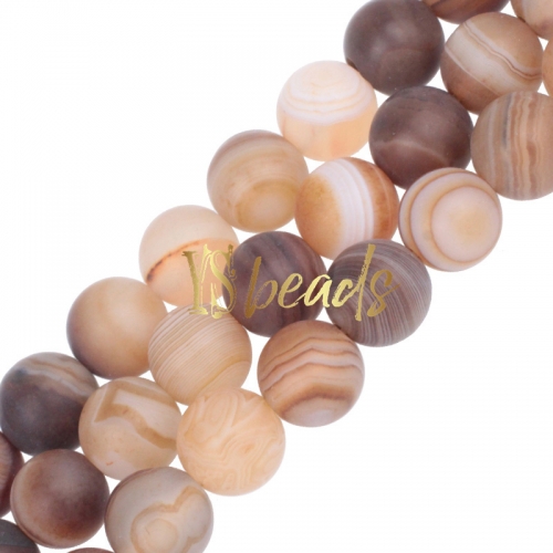 Coffee Stripe Agate Matte Rounds, Approx 6-12mm