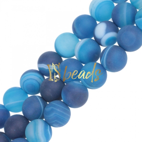 Royal Blue Stripe Agate Matte Rounds, Approx 6-12mm