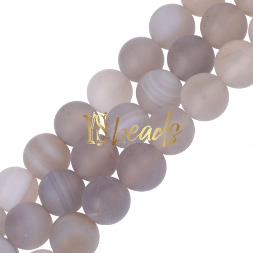 Grey Stripe Agate Matte Rounds, Approx 6-12mm