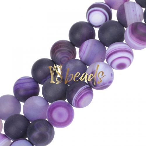 Purple Stripe Agate Matte Rounds, Approx 6-12mm