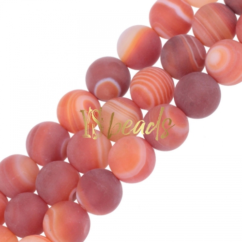 Red Stripe Agate Matte Rounds, Approx 6-12mm