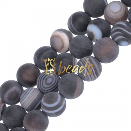 Black Stripe Agate Matte Rounds, Approx 6-12mm