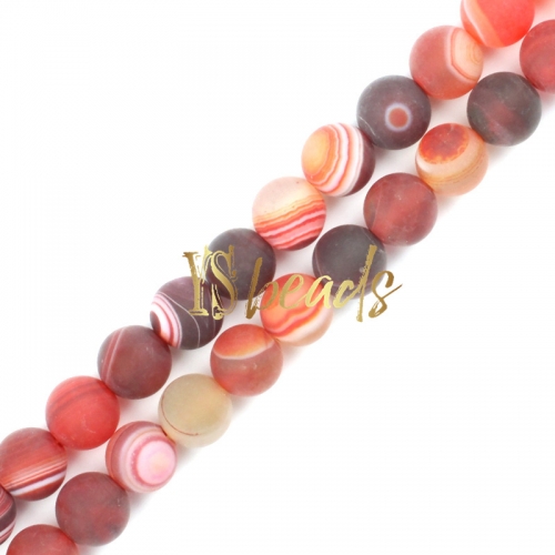 Dark Red Stripe Agate Matte Rounds, Approx 6-12mm